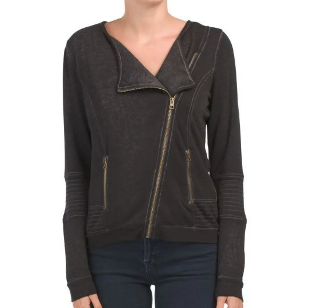 Cyrus lightweight black mineral wash moto jacket - Picture 3 of 8